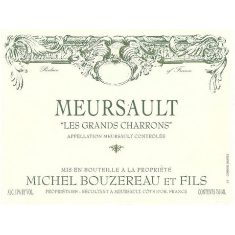 Domaine Michel Bouzereau et Fils, Meursault Les Grands Charrons, 2015, 75cl bottles