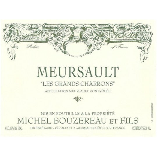 Domaine Michel Bouzereau et Fils, Meursault Les Grands Charrons, 2015, 75cl bottles