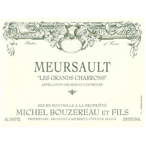 Domaine Michel Bouzereau et Fils, Meursault Les Grands Charrons, 2015, 75cl bottles